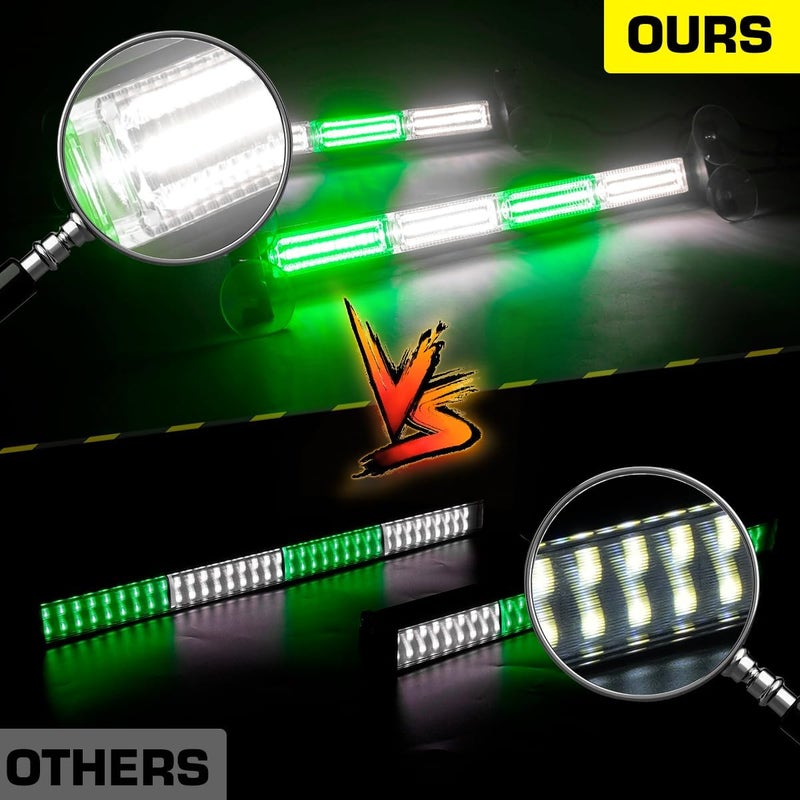 LRTER 2x17.7 Emergency Strobe Traffic Advisor Lights w/Remote Control Interior Windshield Strobe Volunteer Warning Hazard Safety Lights for Vehicles Trucks, Green/White - Image 3